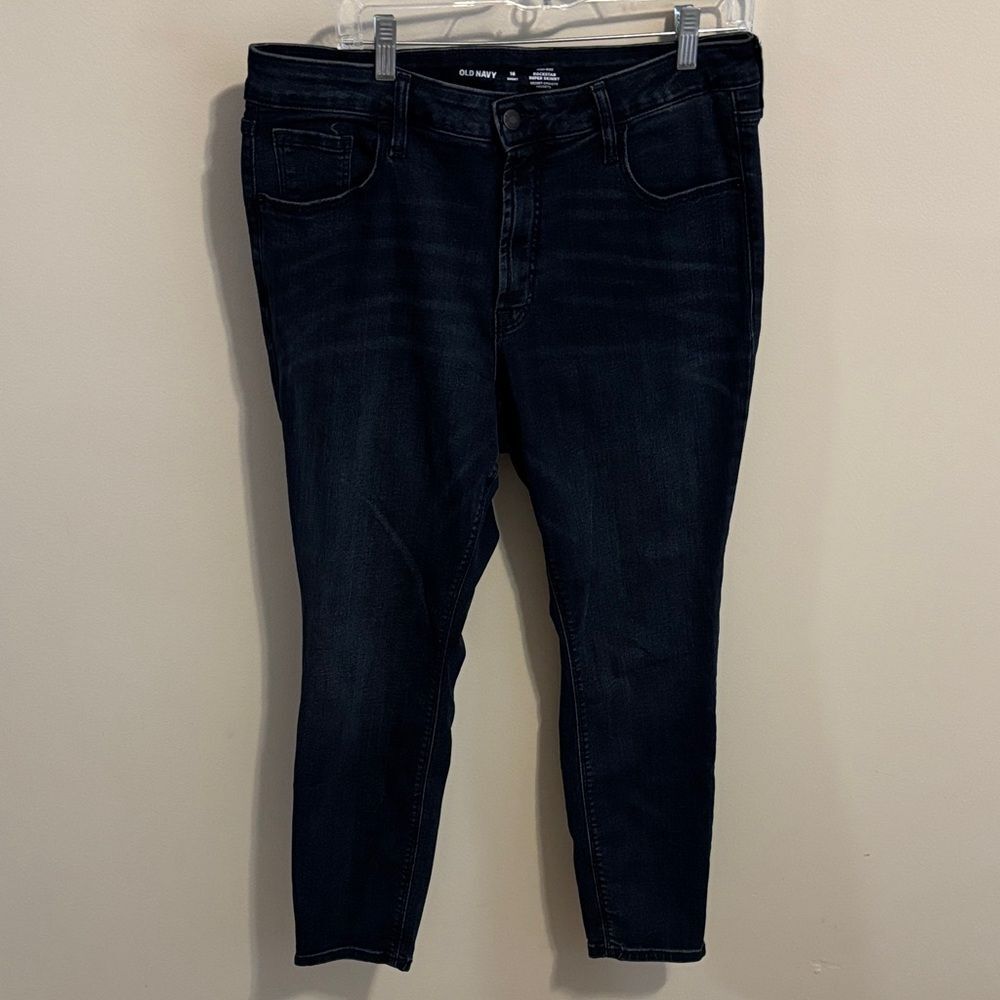 Old Navy dark Blue rockstar high rise super skinny Jeans size 16 short